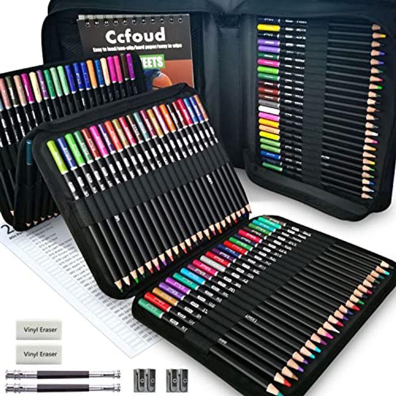 色鉛筆 200色セット 油性色鉛筆 プロ専用ソフト芯色鉛筆セット 子供から大人、アーティストまで理想的な塗り絵と絵画に (収納ケース付き)