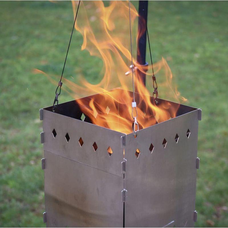 Forest Home 吊り上げ焚き火台 トライポッド 三脚 焚き火台 折りたたみ コンパクト 軽量 キャンプ 焚火 収納ケース シルバ 国内即発送