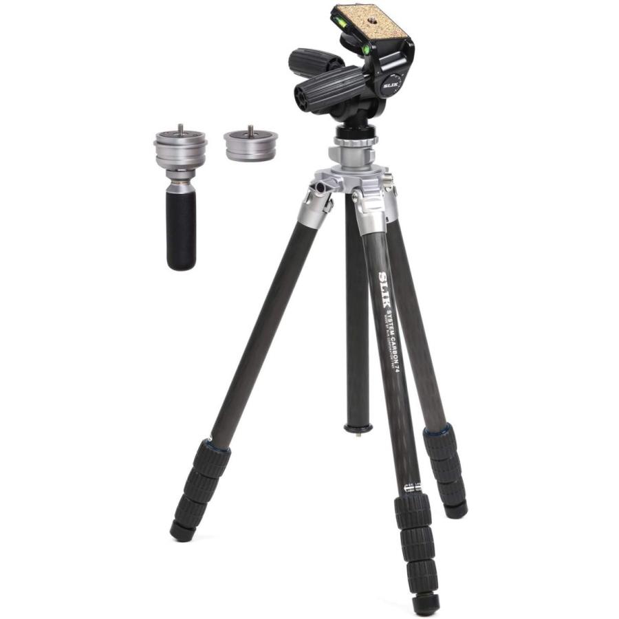 大人気 SLIK カーボン三脚 システムカーボン 74 4段 ナットロック式 3ウェイ雲台 アクセサリーポート装備 109281 【AA1195791442】(42401円)