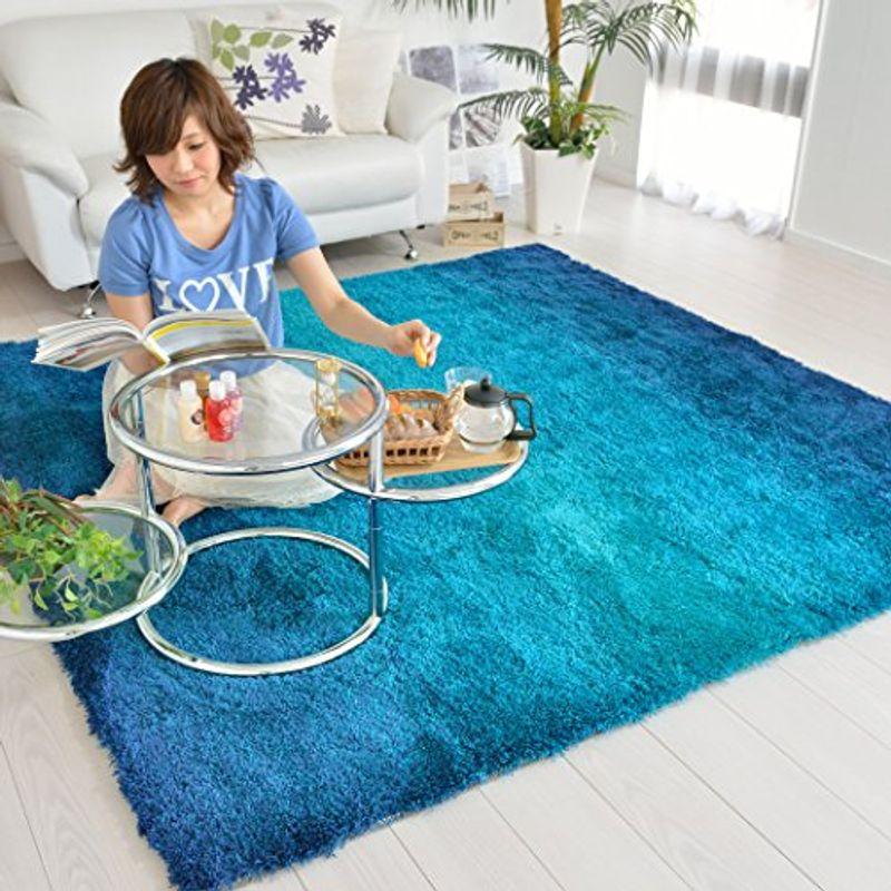 なかね家具 グラデーションシャギーラグ おしゃれ ホットカーペット対応 ブルー 0 0 325gran トシポート 通販 Yahoo ショッピング