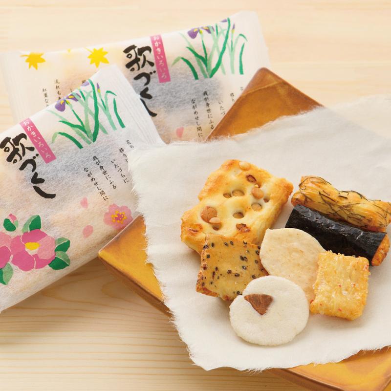 贈答 ギフト 歌づくし 24袋入 ×3個セット おかき かきもち 個 贈答 ギフト 歌づくし 24袋入 ×3個セット おかき かきもち 個