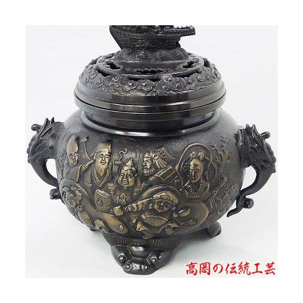 香炉 宝船七福神香炉 古手研ぎ出し 青銅製 紙箱入 高岡銅器 吉祥大香炉