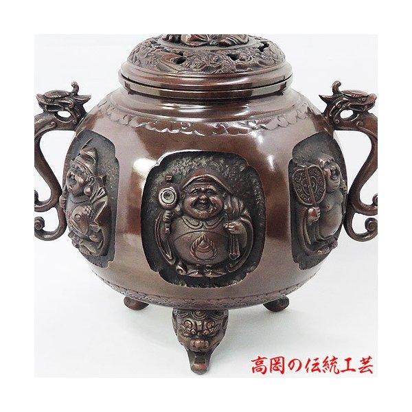 送料無料 瑞峰造 特大銅製七福神香炉 高さ31cm 時代物・美品 【公式