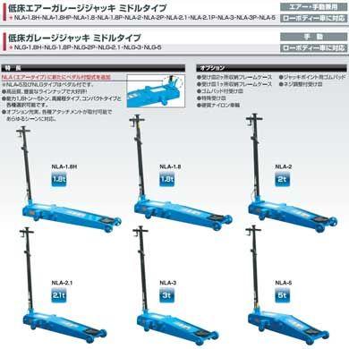 NLA-2.1P 長崎ジャッキ 低床エアーガレージジャッキ ミドルタイプ  車上渡し｜jidousyakougu