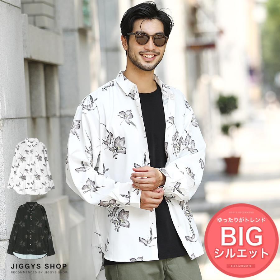 シャツ メンズ トップス 長袖シャツ フラワー柄 花柄 カジュアルシャツ ビッグシルエット ルーズ ゆったり 秋 秋服 Jiggys Shop 通販 Paypayモール