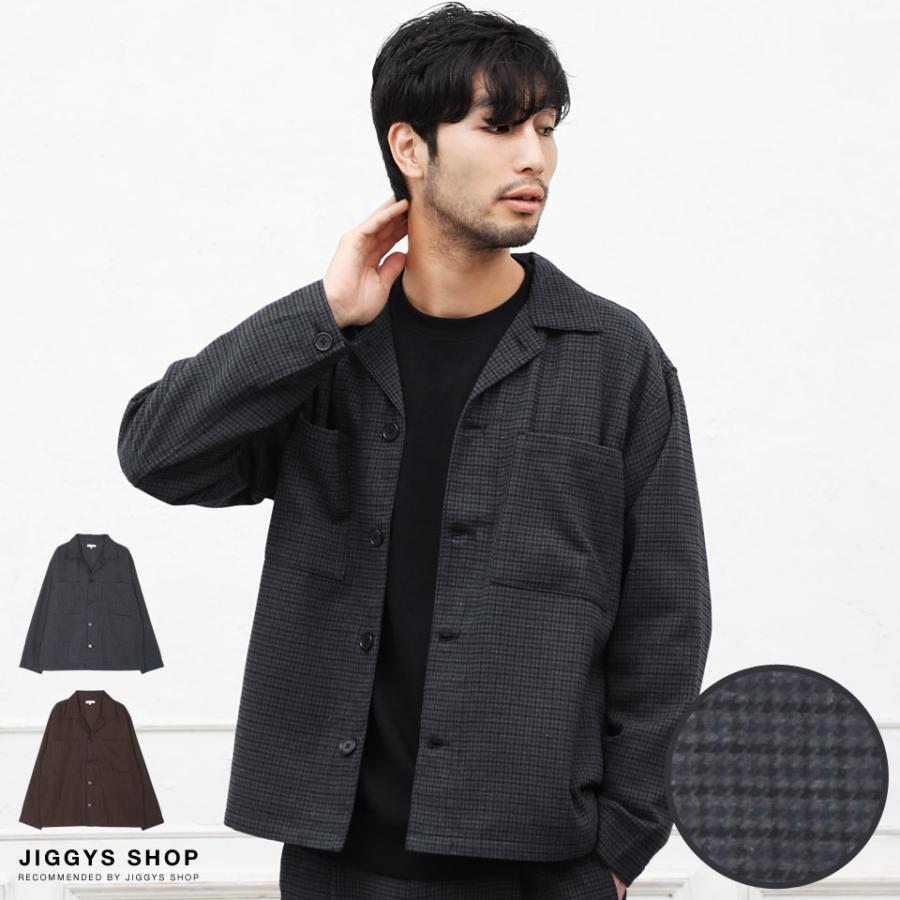 テーラードジャケット メンズ アウター シャツジャケット 千鳥柄 チェック柄 ウールライク ワークシャツ 秋 秋服 Jiggys Shop 通販 Paypayモール