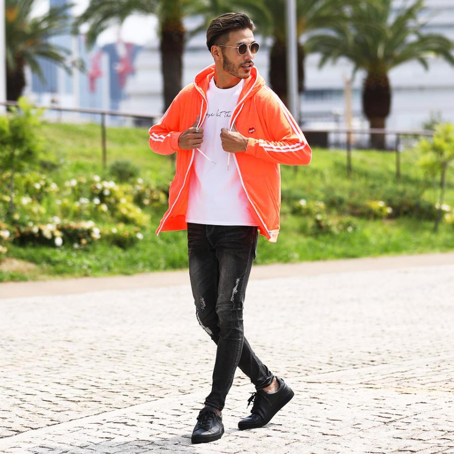 ネオンイエ パーカー アスレジャー 夏 夏服 送料無料 Jiggys Shop 通販 Paypayモール メンズ トップス ジップアップパーカー 長袖 ネオンカラー パイル素材 タオル地 サイドライン スポーツ ブラック