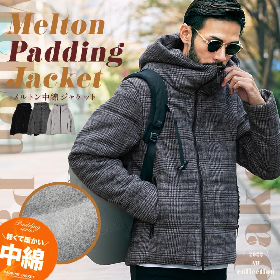 中綿ジャケット ブルゾン メンズ アウター メルトン素材 ビッグフード チェック 防寒 秋服 冬服 送料無料 Jiggys Shop 通販 Yahoo ショッピング