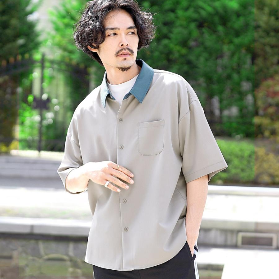 シャツ メンズ トップス 半袖シャツ 襟切り替え クレリックシャツ レギュラーカラーシャツ 春 春服 夏 夏服 Jiggys Shop 通販 Yahoo ショッピング