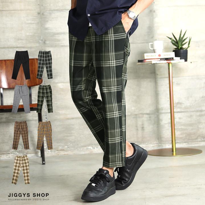 アンクルパンツ チェックパンツ メンズ ボトムス 9分丈 Tr素材 テーパードパンツ チェック柄 夏 夏服 Jiggys Shop 通販 Yahoo ショッピング