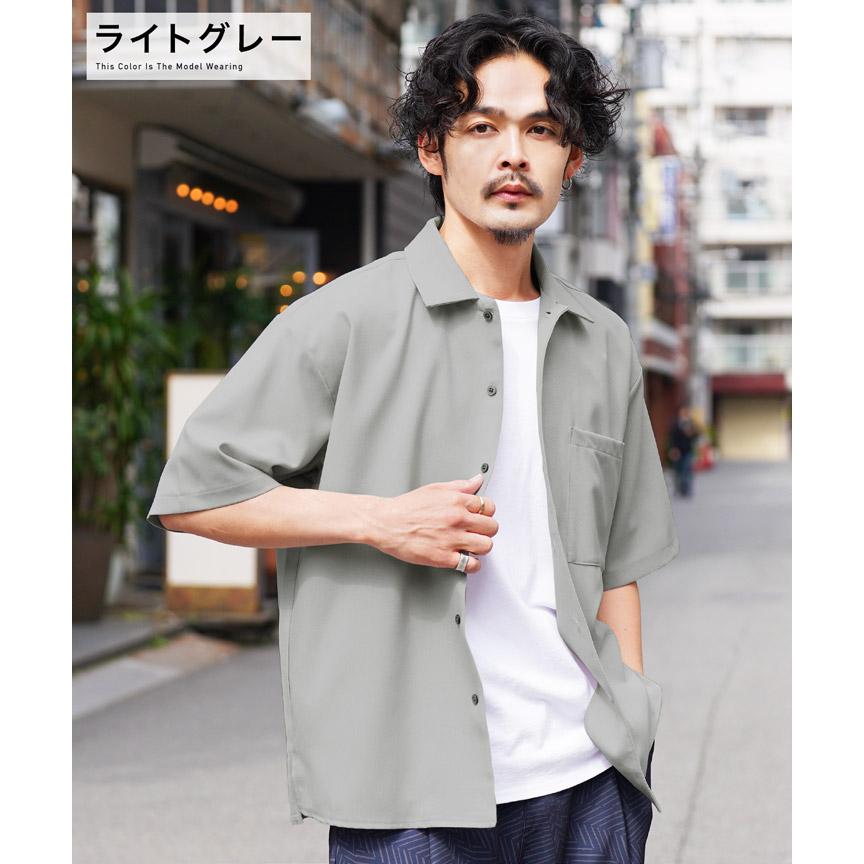 シャツ メンズ トップス 半袖シャツ ドライ ストレッチ 伸縮性 サイド  