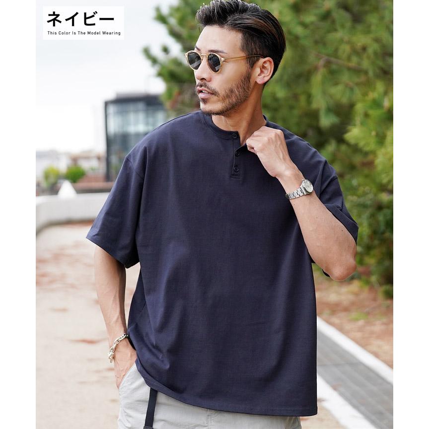 Tシャツ メンズ トップス カットソー 半袖Tシャツ USAコットン ヘンリーネック 無地 オーバーサイズ ビッグシルエット ルーズ ゆったり 夏 夏服｜jiggys-shop｜17