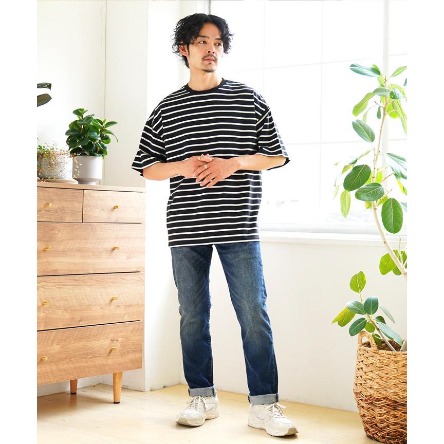 Tシャツ メンズ トップス カットソー 半袖Tシャツ ボーダー柄 ボーダーTシャツ オーバーサイズ ビッグシルエット ルーズ ゆったり 夏 夏服｜jiggys-shop｜08