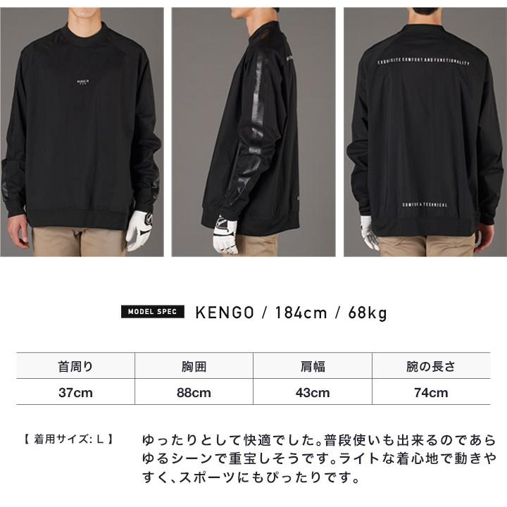 ロンT Tシャツ メンズ トップス カットソー 長袖Tシャツ ストレッチ 布帛 袖ライン ロゴ 止水ZIP モックネック ゴルフウェア 秋 秋服 送料無料｜jiggys-shop｜18