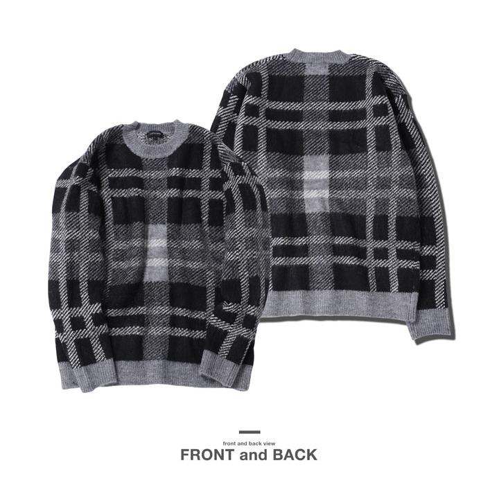 パ*＊様 60s ARROW シャギー ニット セーター ブラック チェック モ JIGGYS SHOP（ジギーズショップ） ニットセーター メンズ トップス