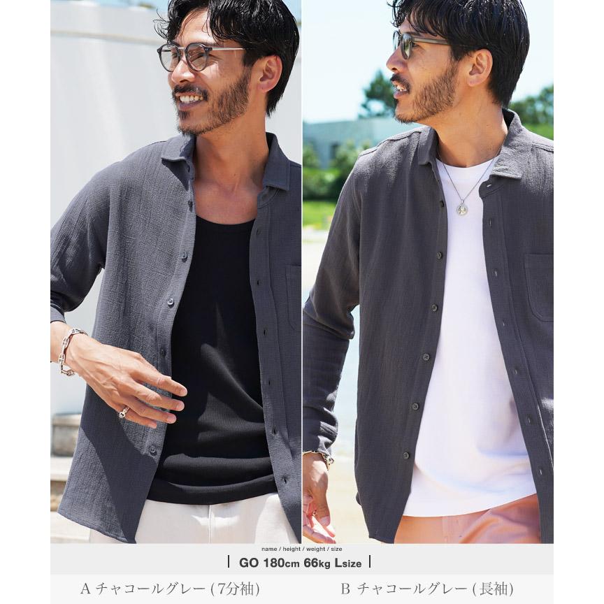 (P最大19％還元) シャツ メンズ トップス パナマシャツ 長袖 7分袖 七分袖 シャツ ストレッチ 綿100％ カジュアルシャツ 春服 夏服 秋服 爆買 | JIGGYS SHOP | 25