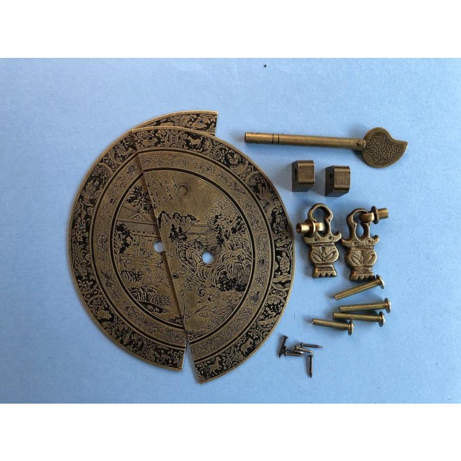 中国伝統装飾金具 中国画彫刻入り扉飾り引き手 B024 140×140 : 実験