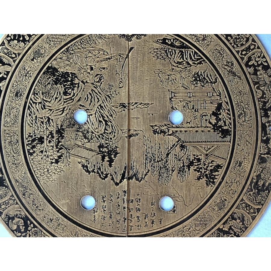 中国伝統装飾金具 中国画彫刻入り扉飾り引き手 B024 140×140 : 実験