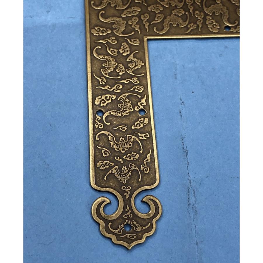 中国明清家具装飾用真鍮金具 L字型角飾り E035(4個入)85×85×幅 中国明清家具装飾用真鍮金具 L字型角飾り E035(4個入)85×85×幅