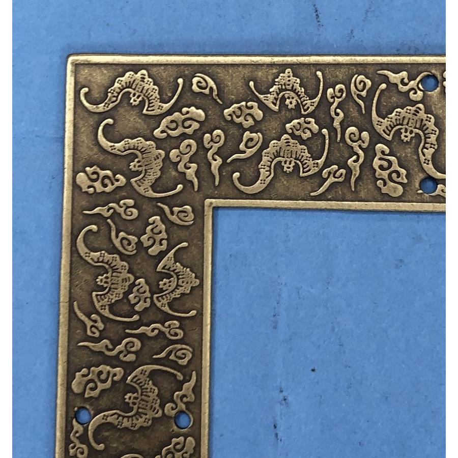 中国明清家具装飾用真鍮金具 L字型角飾り E035(4個入)85×85×幅 中国明清家具装飾用真鍮金具 L字型角飾り E035(4個入)85×85×幅
