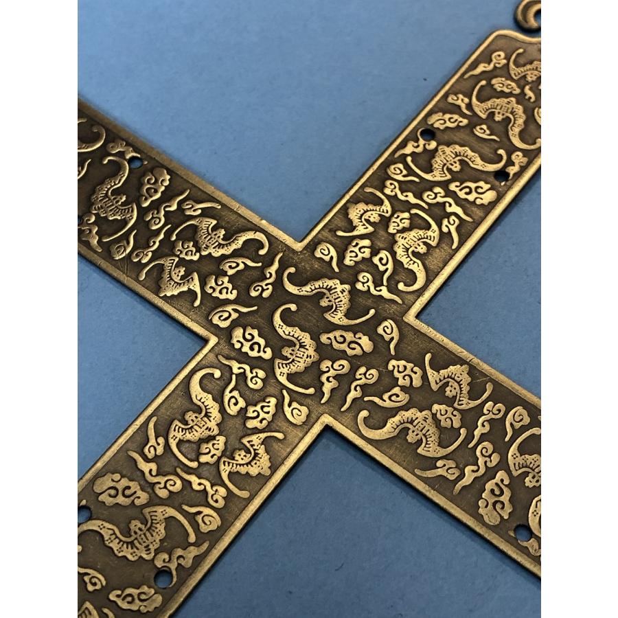 中国明清家具装飾用真鍮金具 十字型飾り E037(1個入)151×151 中国明清家具装飾用真鍮金具 十字型飾り E037(1個入)151×151