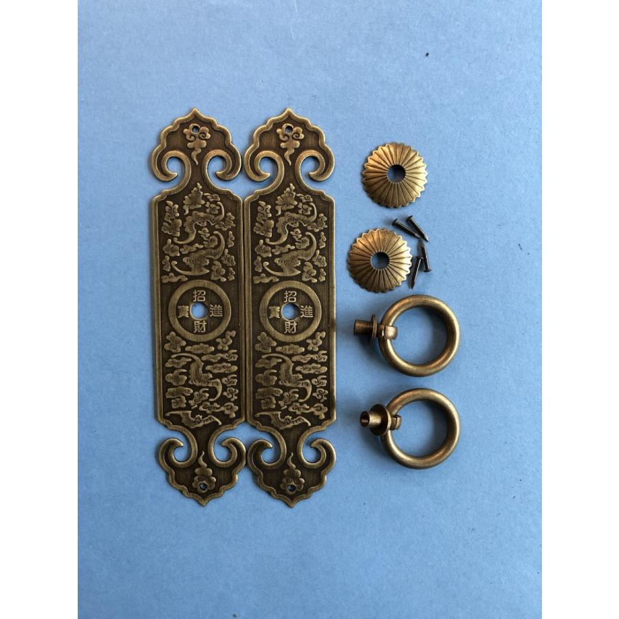 美品　青銅ドーム型装飾金具　１セット 中国アンティーク家具 DIY レア 中国伝統装飾金具 扉飾り引き手 G038 32×145 : 実験工房 - 通販
