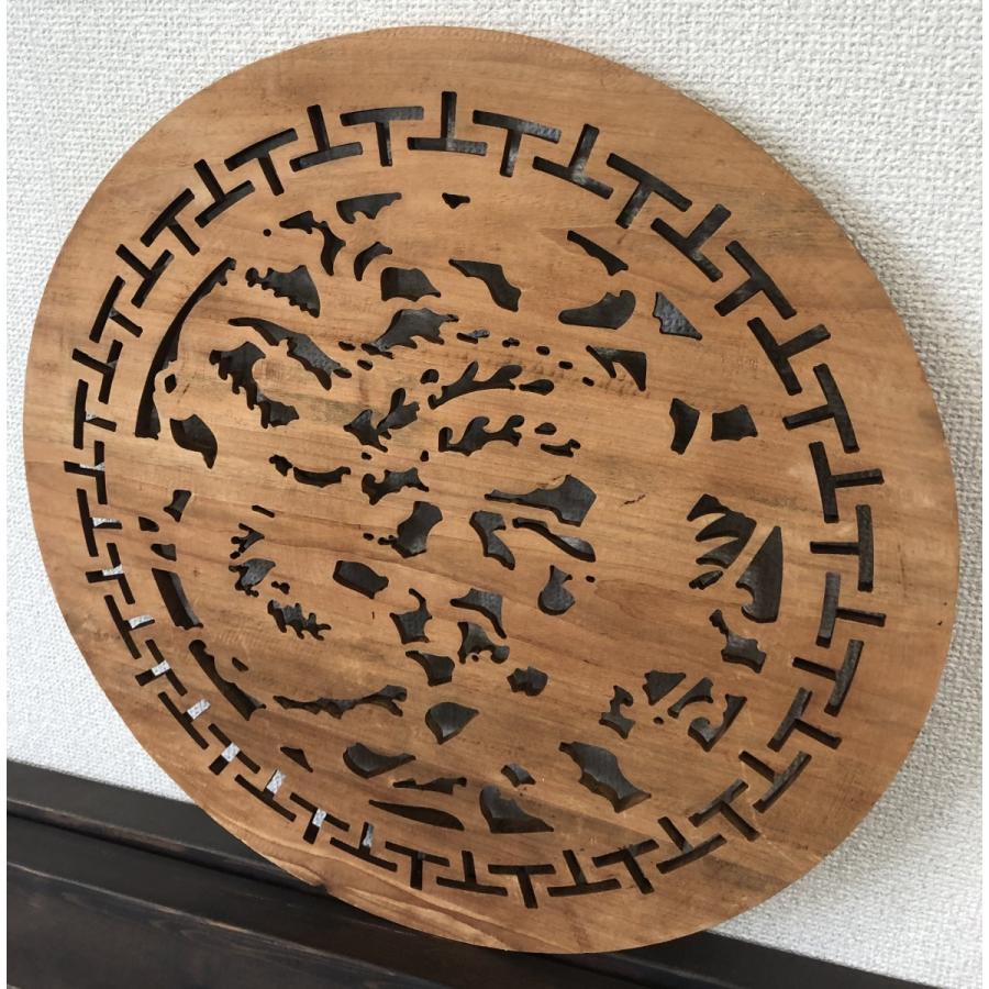 中国手彫り彫刻　大福字 T016　無塗装 直径48cm_3