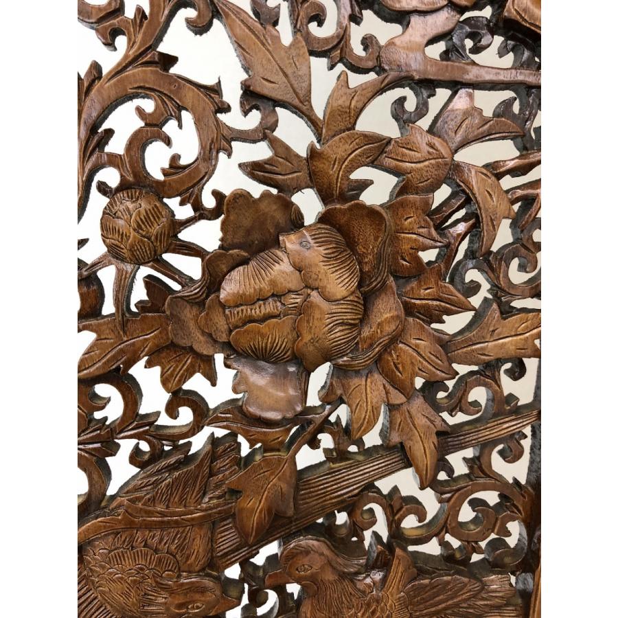 DIK136 中国古美術 見事な木彫刻 4枚折り衝立 間仕切り オブジェ 4連 衝立 パーテーション 間仕切り 中国 彫刻 アンティーク レトロ 4枚折り