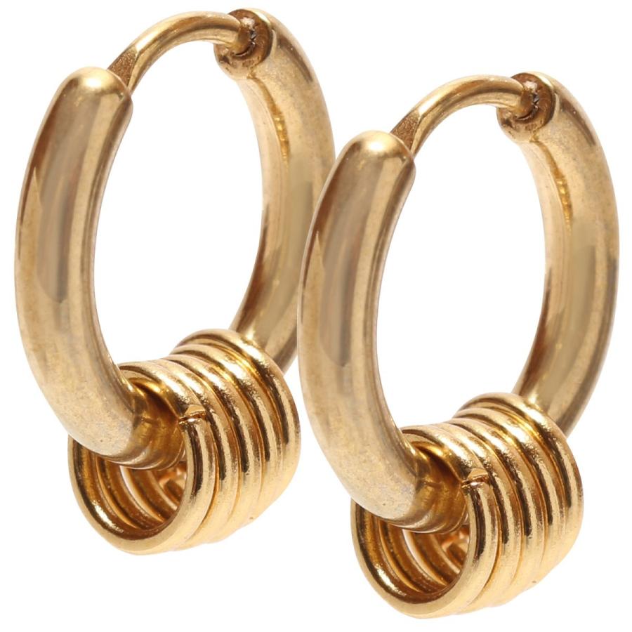 5連 フープピアス メンズ レディース 金属アレルギー 対応 ゴールド