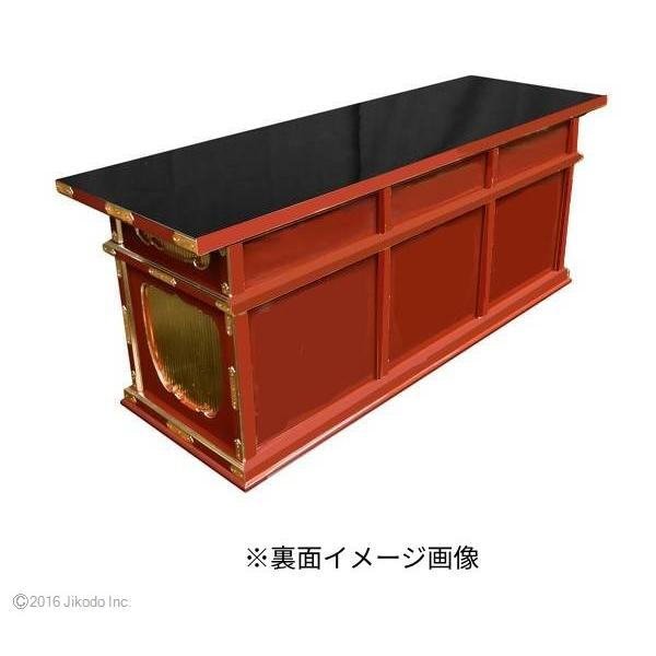 寺院仏具】向机幅120センチ 黒塗りの二重登高座2点セット 金具 寺院仏具】向机幅120センチ 黒塗りの二重登高座2点セット 金具