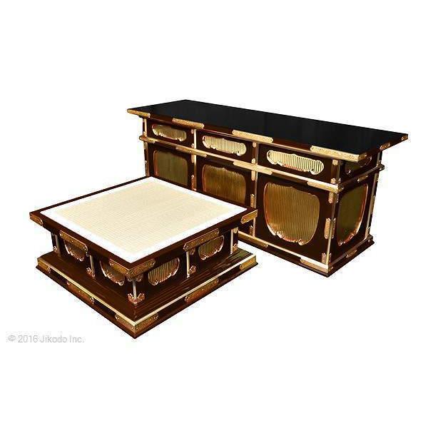 寺院仏具】向机幅120センチ 潤み塗りの二重登高座2点セット 寺院仏具】向机幅120センチ 潤み塗りの二重登高座2点セット