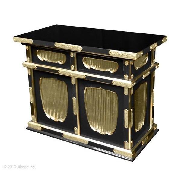 寺院仏具】黒塗り 金具付き二重脇机 幅60センチ 国内自社工場製 寺院仏具】黒塗り 金具付き二重脇机 幅60センチ 国内自社工場製