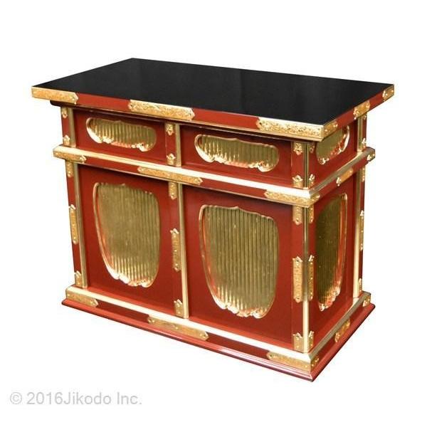 寺院仏具】黒塗り 金具付き二重脇机 幅60センチ 国内自社工場製 寺院仏具】黒塗り 金具付き二重脇机 幅60センチ 国内自社工場製