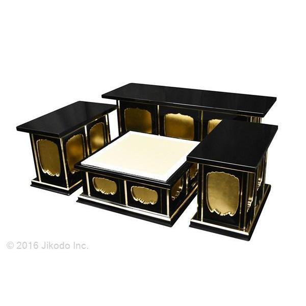 寺院仏具】黒塗り 一重3.5尺密壇(登高座)4点セット 国産木製高級 寺院仏具】黒塗り 一重3.5尺密壇(登高座)4点セット 国産木製高級