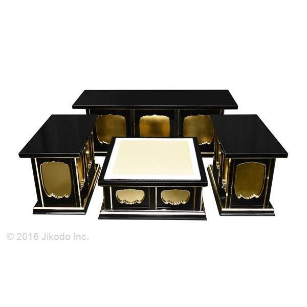 寺院仏具】黒塗り 一重3.5尺密壇(登高座)4点セット 国産木製高級 寺院仏具】黒塗り 一重3.5尺密壇(登高座)4点セット 国産木製高級