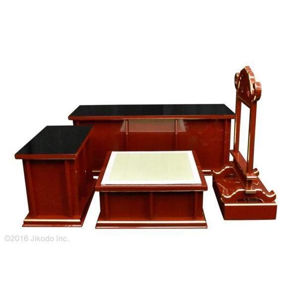 寺院仏具】黒塗り ケイ台付略型3.5尺密壇(登高座)4点セット 寺院仏具】黒塗り ケイ台付略型3.5尺密壇(登高座)4点セット