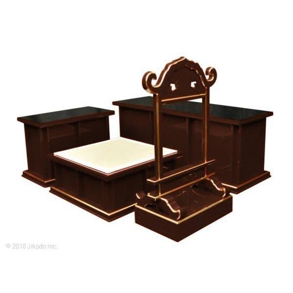 寺院仏具】黒塗り ケイ台付略型3.5尺密壇(登高座)4点セット 寺院仏具】黒塗り ケイ台付略型3.5尺密壇(登高座)4点セット