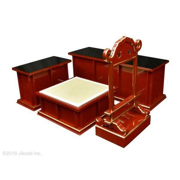 寺院仏具】朱塗り ケイ台付略型3.5尺密壇(登高座)4点セット 寺院仏具】朱塗り ケイ台付略型3.5尺密壇(登高座)4点セット