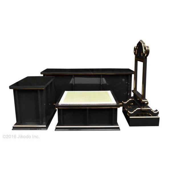 寺院仏具】朱塗り ケイ台付略型3.5尺密壇(登高座)4点セット 寺院仏具】朱塗り ケイ台付略型3.5尺密壇(登高座)4点セット