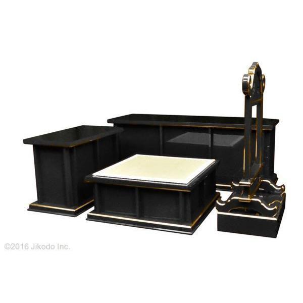 寺院仏具】潤み塗り 磬台(ケイ台)付略型3.5尺密壇(登高座)4点 寺院仏具】潤み塗り 磬台(ケイ台)付略型3.5尺密壇(登高座)4点