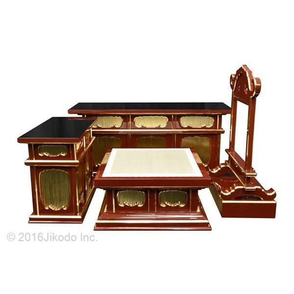 【寺院仏具】朱塗り ケイ台付 二重3.5尺密壇(登高座)４点セット　 国産木製高級寺院用仏具通販(受注生産品)（商品番号10037s)_2