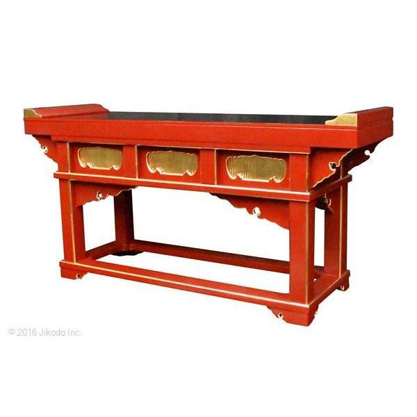 寺院仏具】朱塗り オリジナル高級前机 (幅150x高79x奥45)安心 寺院仏具】朱塗り オリジナル高級前机 (幅150x高79x奥45)安心