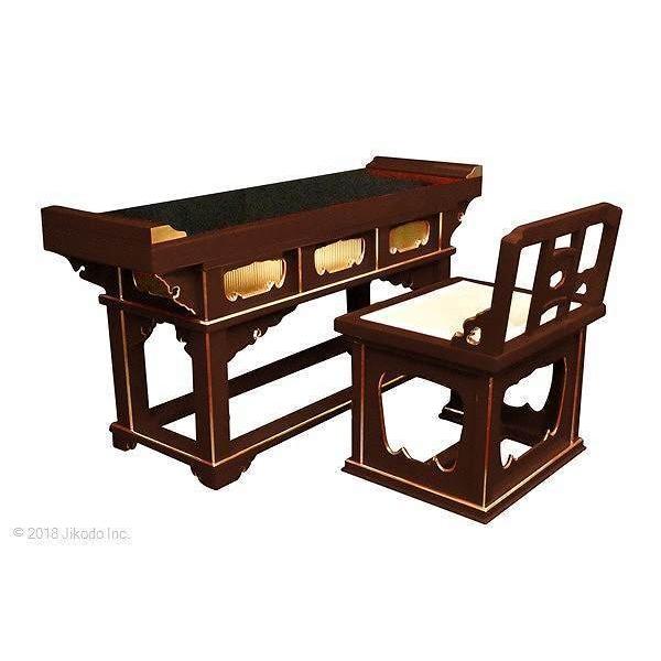 寺院仏具】黒塗り前机と導師様用椅子の2点セット 安心の国内 寺院仏具】黒塗り前机と導師様用椅子の2点セット 安心の国内