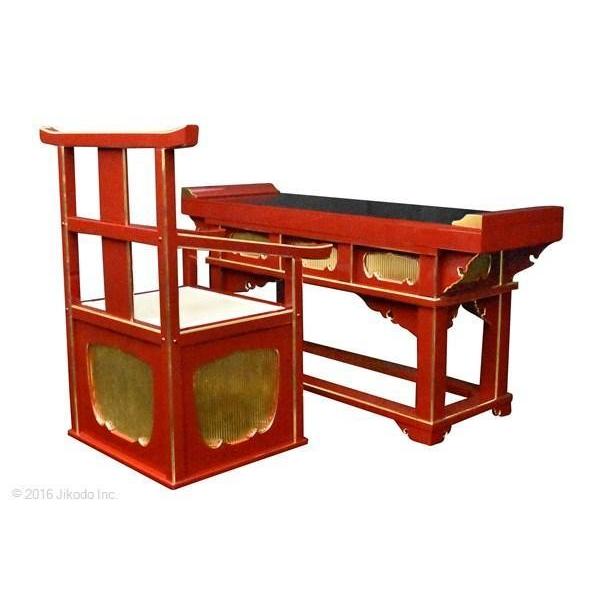 寺院仏具】潤み塗り 前机と導師様用曲録の2点セット 安心の国内 寺院仏具】潤み塗り 前机と導師様用曲録の2点セット 安心の国内