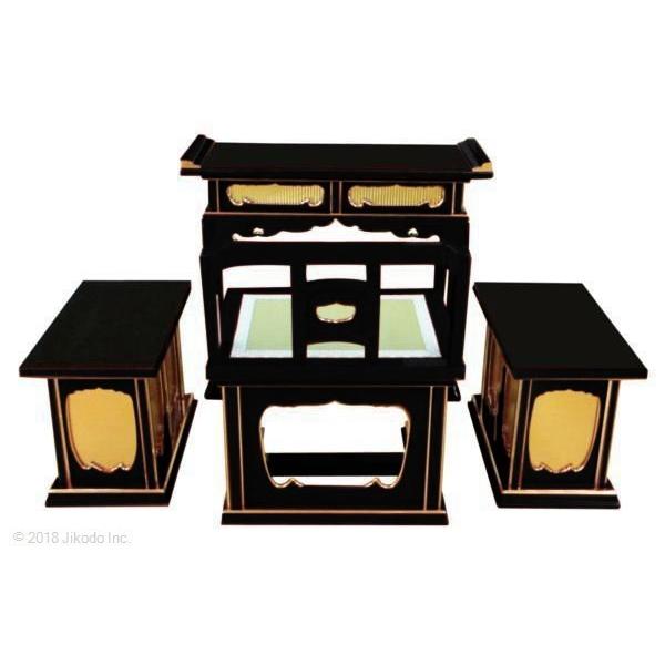 寺院仏具】黒塗り 導師机付 椅子式登高座4点セット 安心の国産 寺院仏具】黒塗り 導師机付 椅子式登高座4点セット 安心の国産
