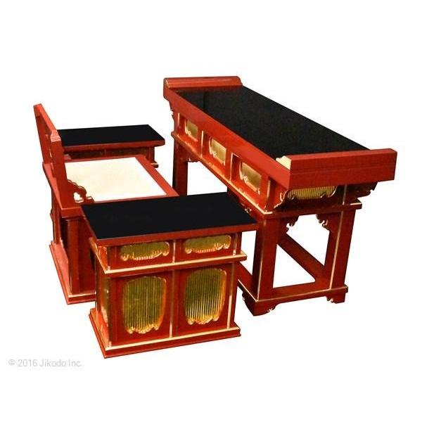 寺院仏具】黒塗り 前机と椅子型曲録と脇机セット 安心の国内自社 寺院仏具】黒塗り 前机と椅子型曲録と脇机セット 安心の国内自社