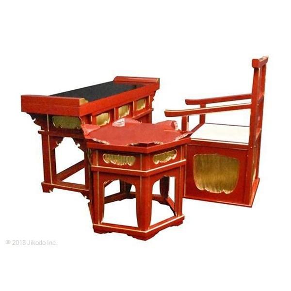 寺院仏具】黒塗り 前机と高級曲録と木魚台3点セット 安心の国産 寺院仏具】黒塗り 前机と高級曲録と木魚台3点セット 安心の国産