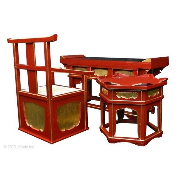 寺院仏具】黒塗り 前机と高級曲録と木魚台3点セット 安心の国産 寺院仏具】黒塗り 前机と高級曲録と木魚台3点セット 安心の国産
