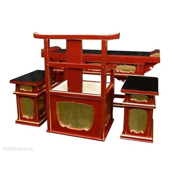 寺院仏具】朱塗り 前机と高級曲録と脇机セット 安心の国内自社 寺院仏具】朱塗り 前机と高級曲録と脇机セット 安心の国内自社