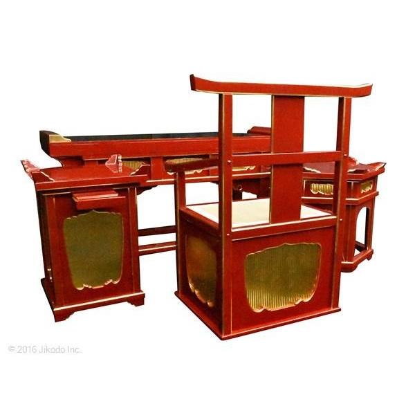 寺院仏具】朱塗り 曲録式登高座4点フルセット 安心の国内自社 寺院仏具】朱塗り 曲録式登高座4点フルセット 安心の国内自社